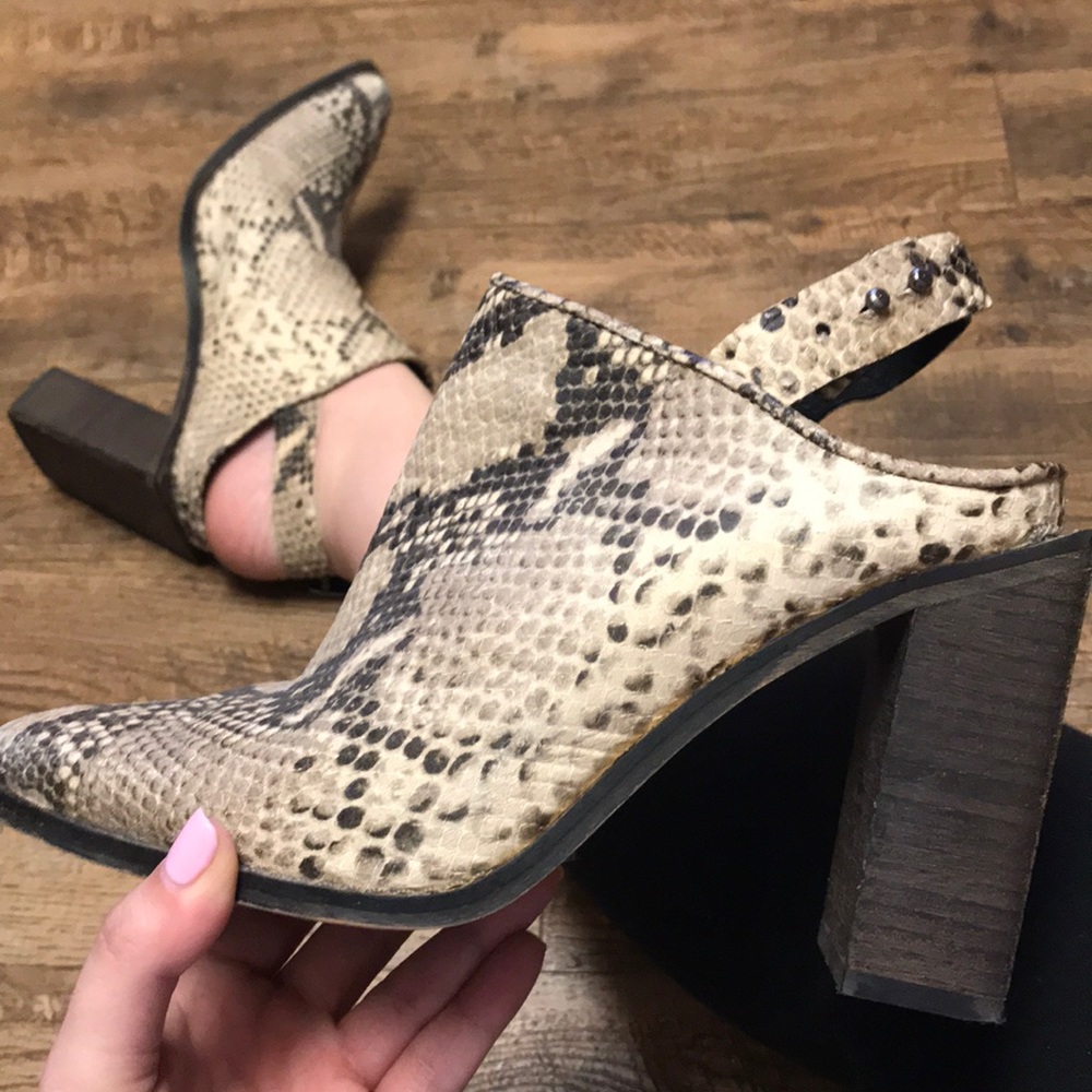 Free People Silver Storm Python Mule Booties 38 - image 4